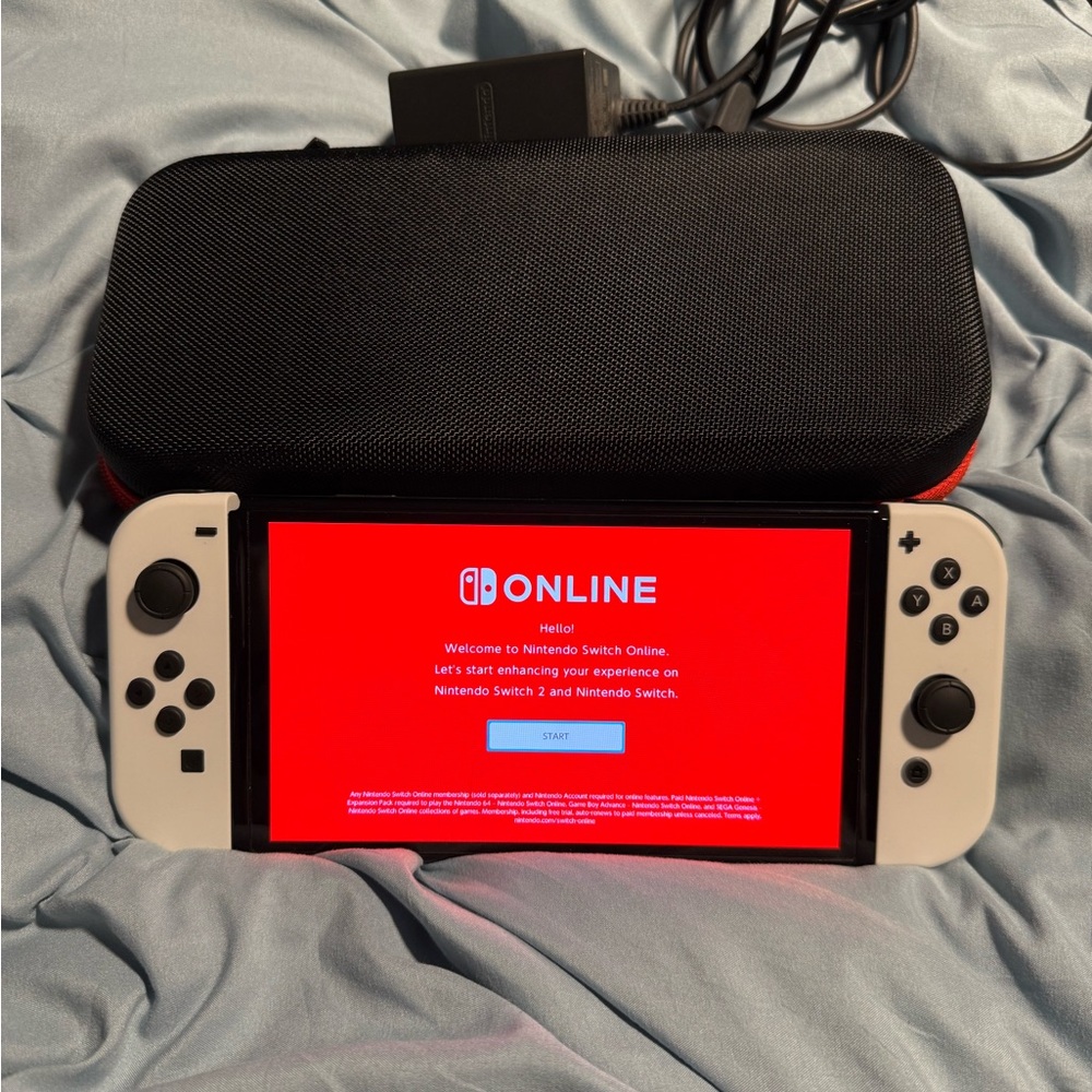 Nintendo Switch with White Joy-Cons and Black Case
